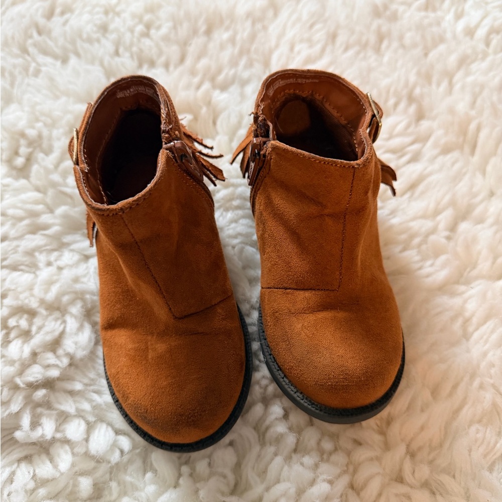 Cat & Jack Tan Suede Fringe Ankle Boots for Kids